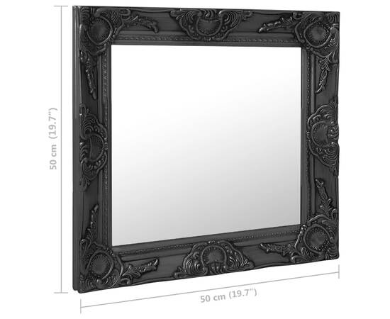 Oglindă de perete în stil baroc, negru, 50 x 50 cm, 6 image