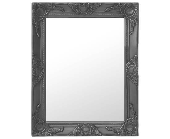 Oglindă de perete în stil baroc, negru, 50 x 60 cm