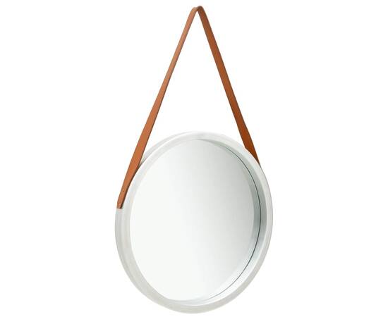 Oglindă de perete cu o curea, 50 cm, argintiu