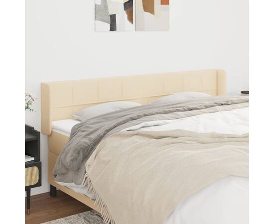 Tăblie de pat cu aripioare, crem, 183x16x78/88 cm textil
