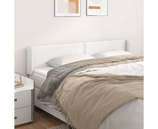 Tăblie de pat cu aripioare alb 183x16x78/88 cm piele ecologică