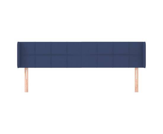 Tăblie de pat cu aripioare albastru 163x16x78/88 cm textil, 3 image