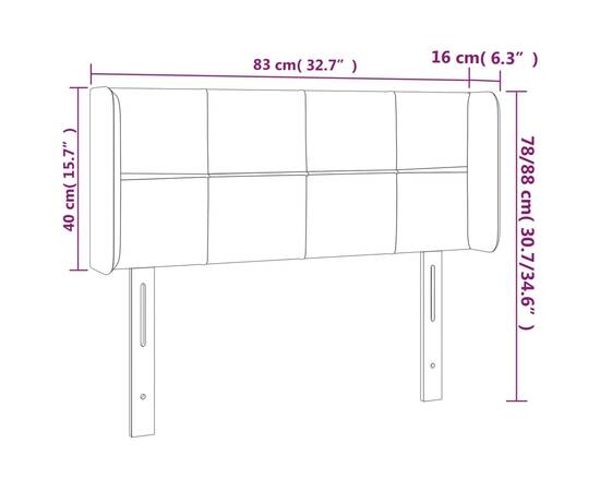 Tăblie de pat cu aripioare albastru 83x16x78/88 cm textil, 9 image