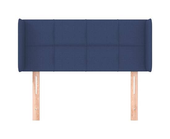 Tăblie de pat cu aripioare albastru 93x16x78/88 cm textil, 3 image
