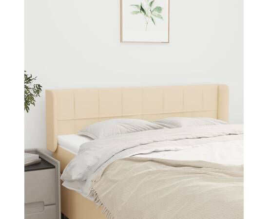 Tăblie de pat cu aripioare crem 147x16x78/88 cm textil