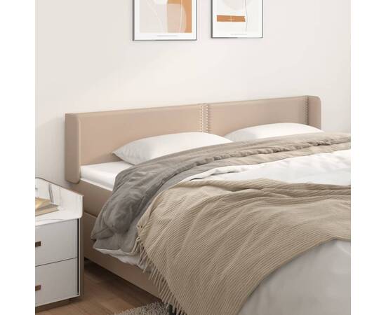 Tăblie pat cu aripioare cappuccino 163x16x78/88 cm piele eco