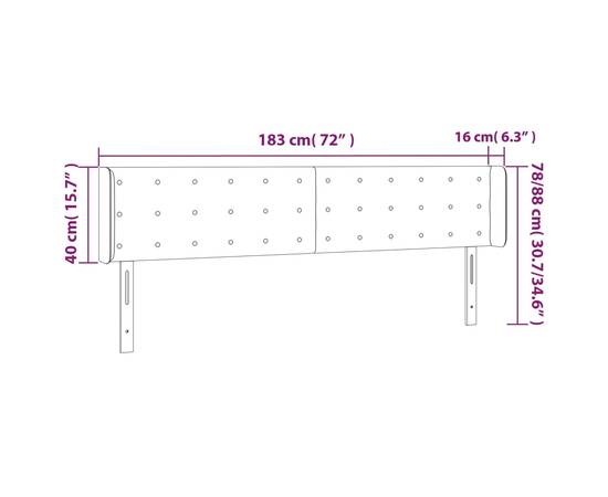 Tăblie de pat cu aripioare alb 183x16x78/88 cm piele ecologică, 9 image