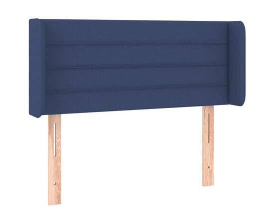 Tăblie de pat cu aripioare albastru 93x16x78/88 cm textil, 2 image