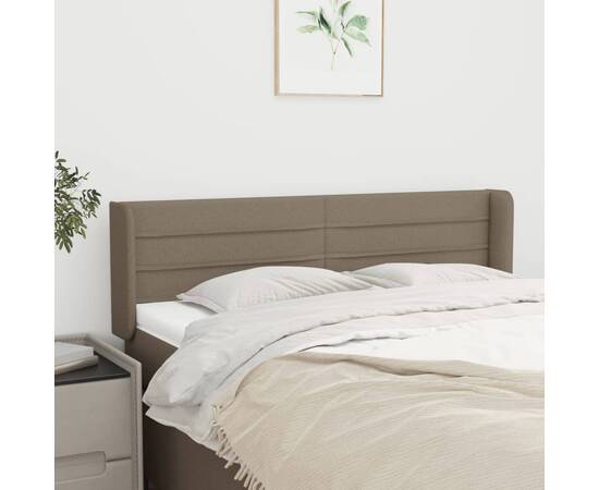 Tăblie de pat cu aripioare gri taupe 147x16x78/88 cm textil