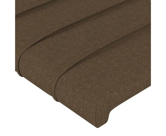 Tăblie de pat cu aripioare maro închis 103x16x78/88 cm textil, 5 image