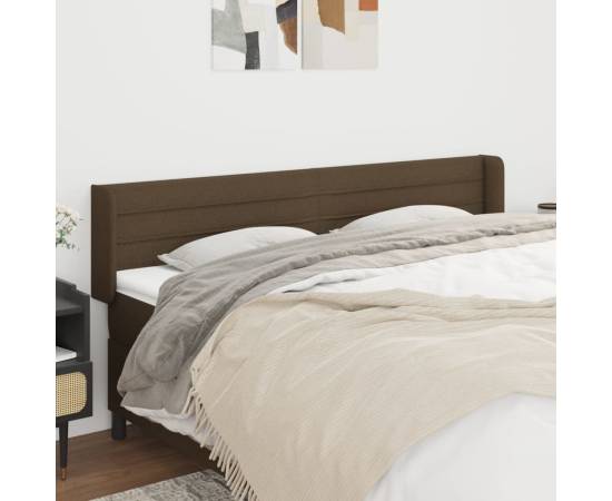 Tăblie de pat cu aripioare maro închis183x16x78/88 cm textil