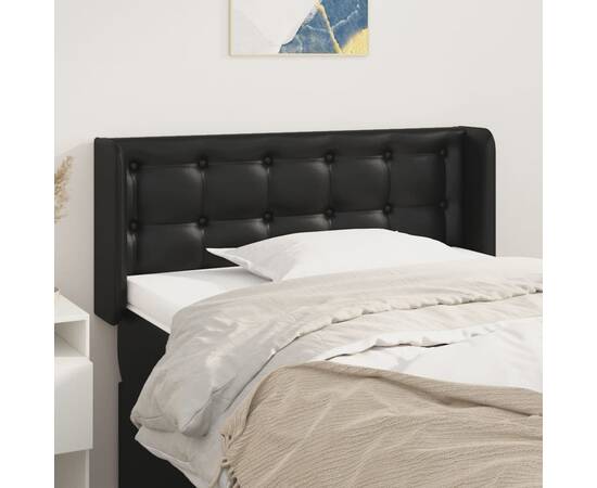 Tăblie de pat cu aripioare negru 103x16x78/88cm piele ecologică