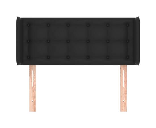 Tăblie de pat cu aripioare negru 103x16x78/88cm piele ecologică, 3 image