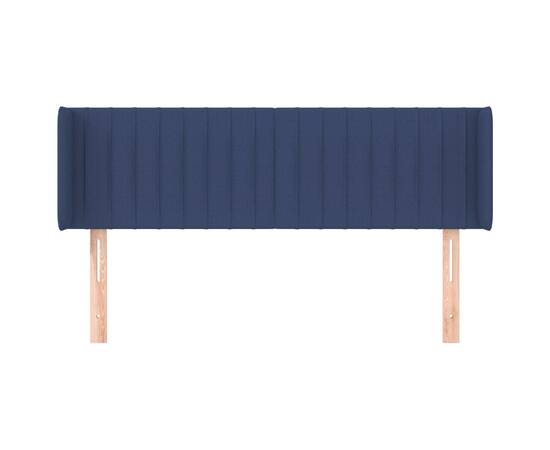 Tăblie de pat cu aripioare, albastru, 147x16x78/88 cm textil, 3 image