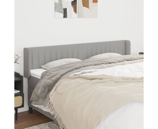 Tăblie de pat cu aripioare gri deschis 183x16x78/88 cm textil