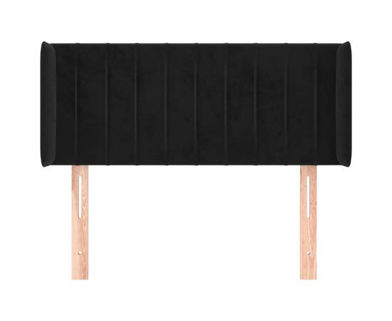 Tăblie de pat cu aripioare negru 103x16x78/88 cm catifea, 3 image