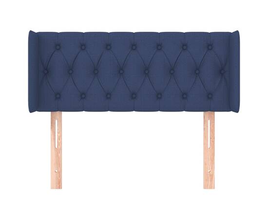 Tăblie de pat cu aripioare albastru 103x16x78/88 cm textil, 3 image