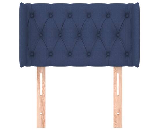 Tăblie de pat cu aripioare albastru 83x16x78/88 cm textil, 3 image