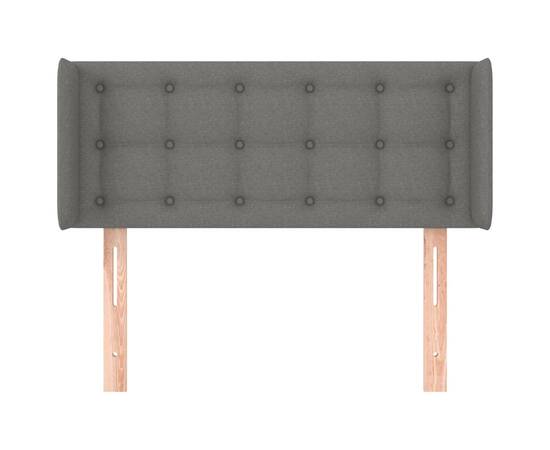 Tăblie de pat cu aripioare gri închis 83x16x78/88 cm textil, 3 image
