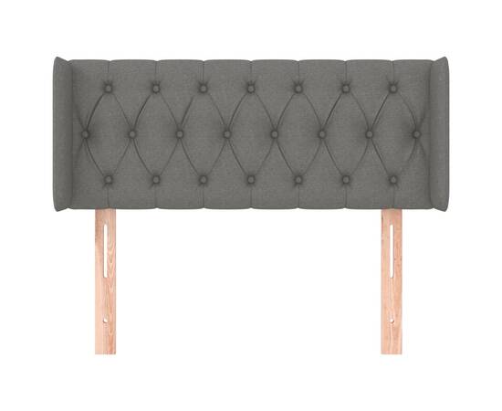 Tăblie de pat cu aripioare gri închis 93x16x78/88 cm textil, 3 image