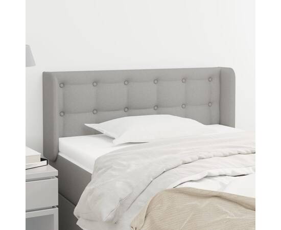 Tăblie de pat cu aripioare gri deschis 103x16x78/88 cm textil