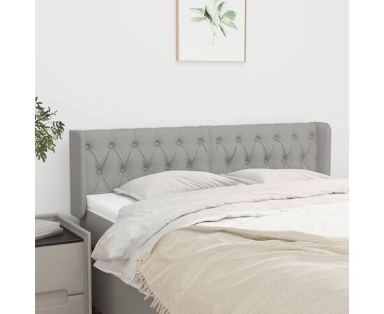 Tăblie de pat cu aripioare gri deschis 147x16x78/88 cm textil