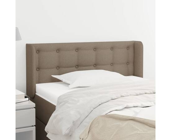 Tăblie de pat cu aripioare gri taupe 93x16x78/88 cm textil
