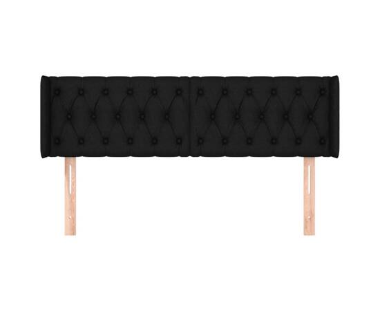 Tăblie de pat cu aripioare negru 163x16x78/88 cm textil, 3 image