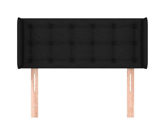 Tăblie de pat cu aripioare negru 93x16x78/88 cm textil, 3 image