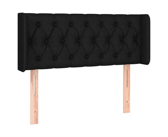 Tăblie de pat cu aripioare negru 93x16x78/88 cm textil, 2 image