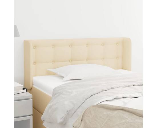 Tăblie de pat cu aripioare crem 103x16x78/88 cm textil