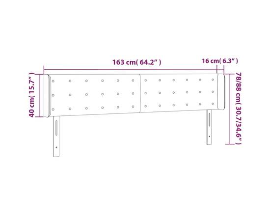 Tăblie de pat cu aripioare crem 163x16x78/88 cm textil, 9 image