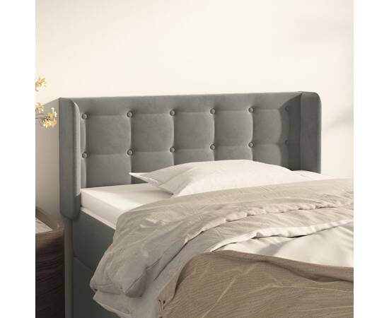 Tăblie de pat cu aripioare gri deschis 83x16x78/88 cm catifea