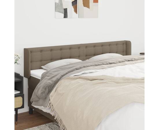 Tăblie de pat cu aripioare gri taupe 203x16x78/88 cm textil