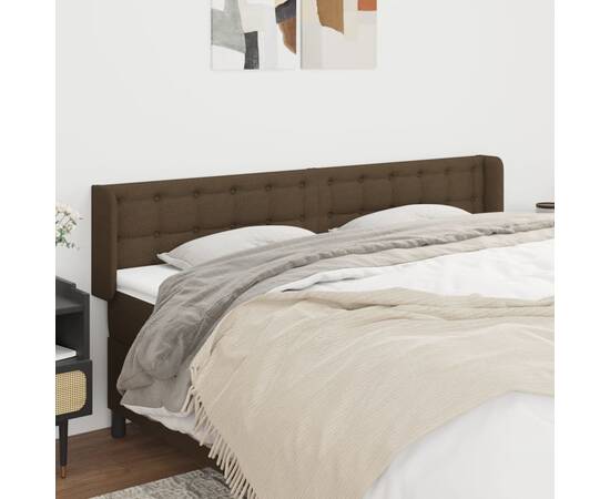 Tăblie de pat cu aripioare maro închis 163x16x78/88 cm textil
