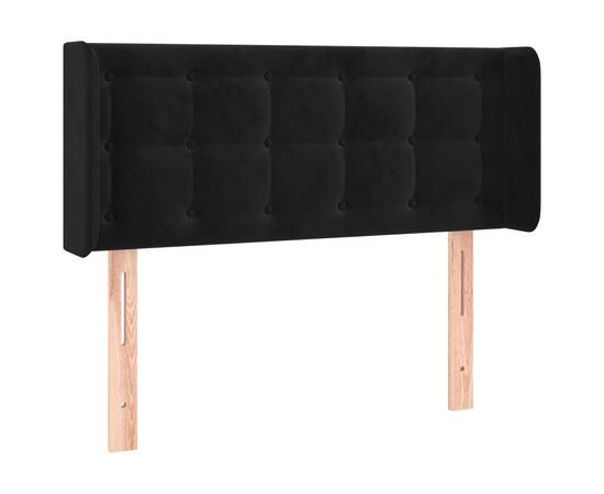 Tăblie de pat cu aripioare negru 103x16x78/88 cm catifea, 2 image