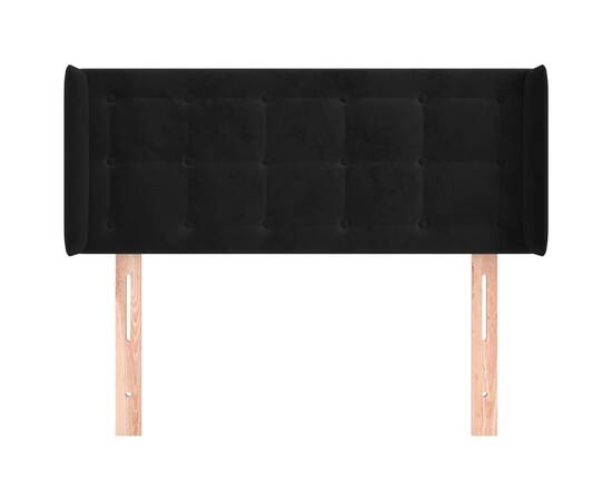 Tăblie de pat cu aripioare negru 93x16x78/88 cm catifea, 3 image