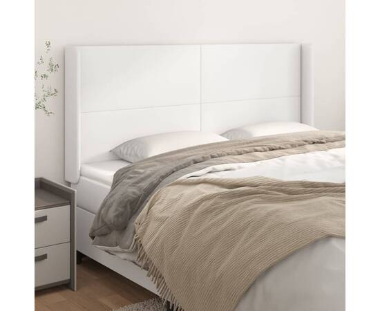Tăblie de pat cu aripioare, alb, 183x16x118/128 cm, piele eco