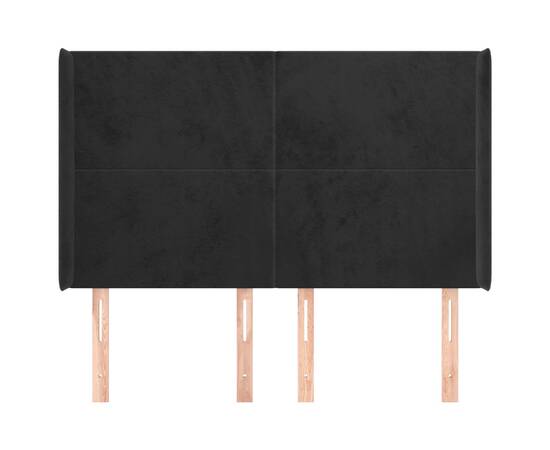 Tăblie de pat cu aripioare, negru, 147x16x118/128 cm, catifea, 3 image