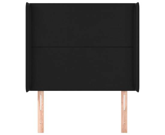Tăblie de pat cu aripioare, negru, 93x16x118/128 cm, piele eco, 3 image