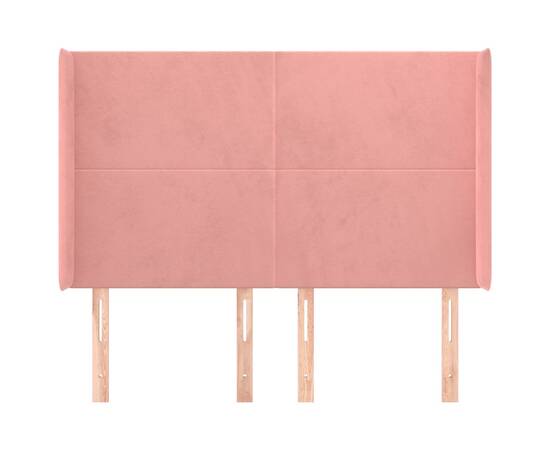 Tăblie de pat cu aripioare, roz, 147x16x118/128 cm, catifea, 3 image
