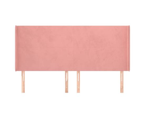 Tăblie de pat cu aripioare, roz, 183x16x118/128 cm, catifea, 3 image