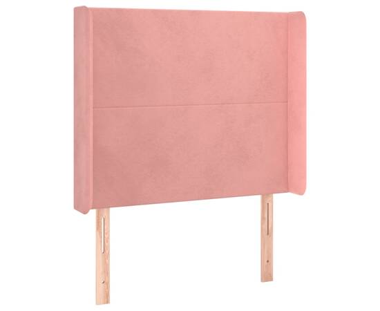 Tăblie de pat cu aripioare, roz, 83x16x118/128 cm, catifea, 2 image