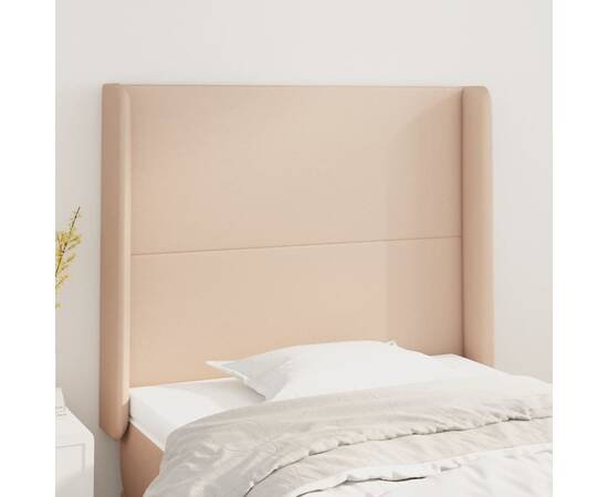 Tăblie pat cu aripioare cappuccino 103x16x118/128 cm piele eco