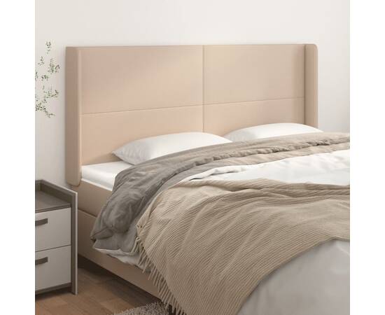 Tăblie pat cu aripioare cappuccino 203x16x118/128 cm piele eco