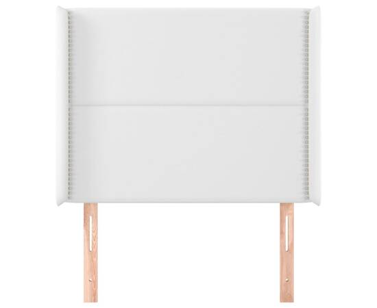 Tăblie de pat cu aripioare, alb, 103x16x118/128 cm, piele eco, 3 image