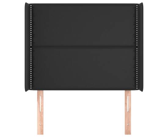 Tăblie de pat cu aripioare, negru, 103x16x118/128 cm, piele eco, 3 image