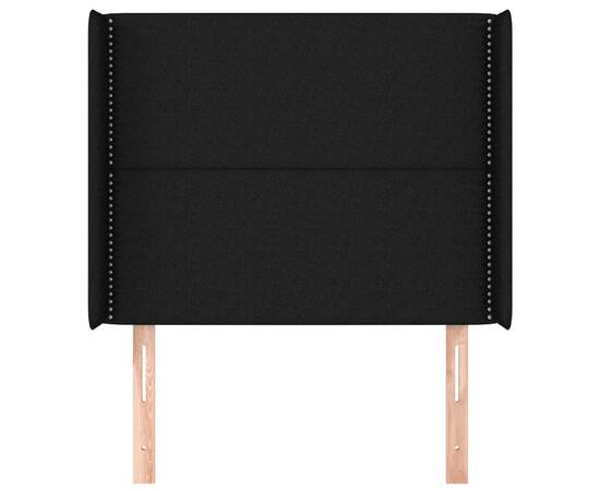 Tăblie de pat cu aripioare, negru, 103x16x118/128 cm, textil, 3 image