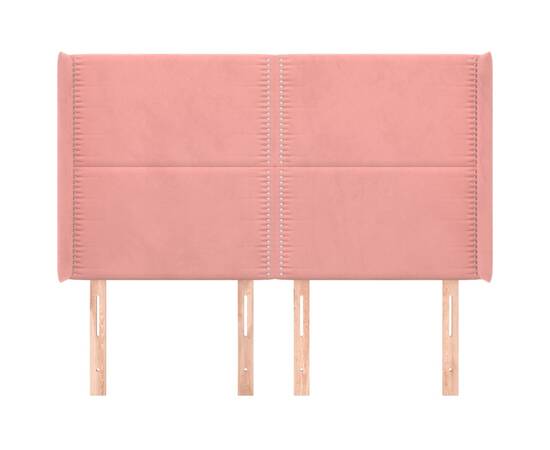 Tăblie de pat cu aripioare, roz, 147x16x118/128 cm, catifea, 3 image