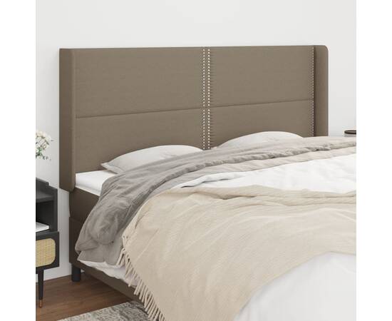Tăblie de pat cu aripioare gri taupe 203x16x118/128 cm textil